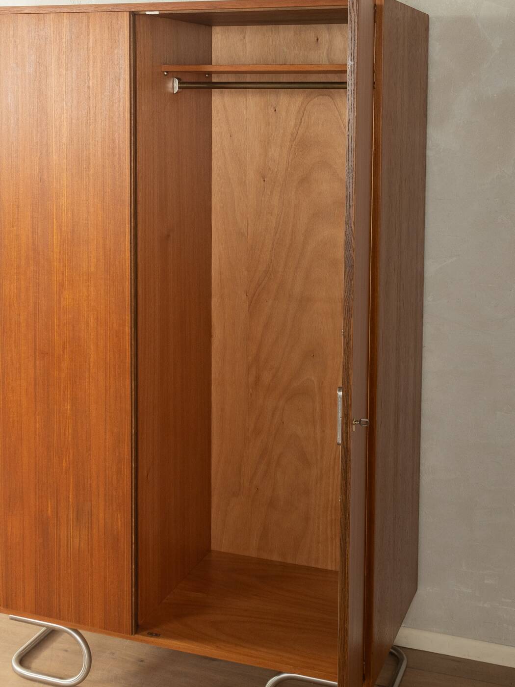 Purist wardrobe from the 1960s in teak veneer by DeWe