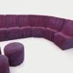 Vintage Snake modular sofa composed of 11 armchair modules and 3 velvet fabric poufs