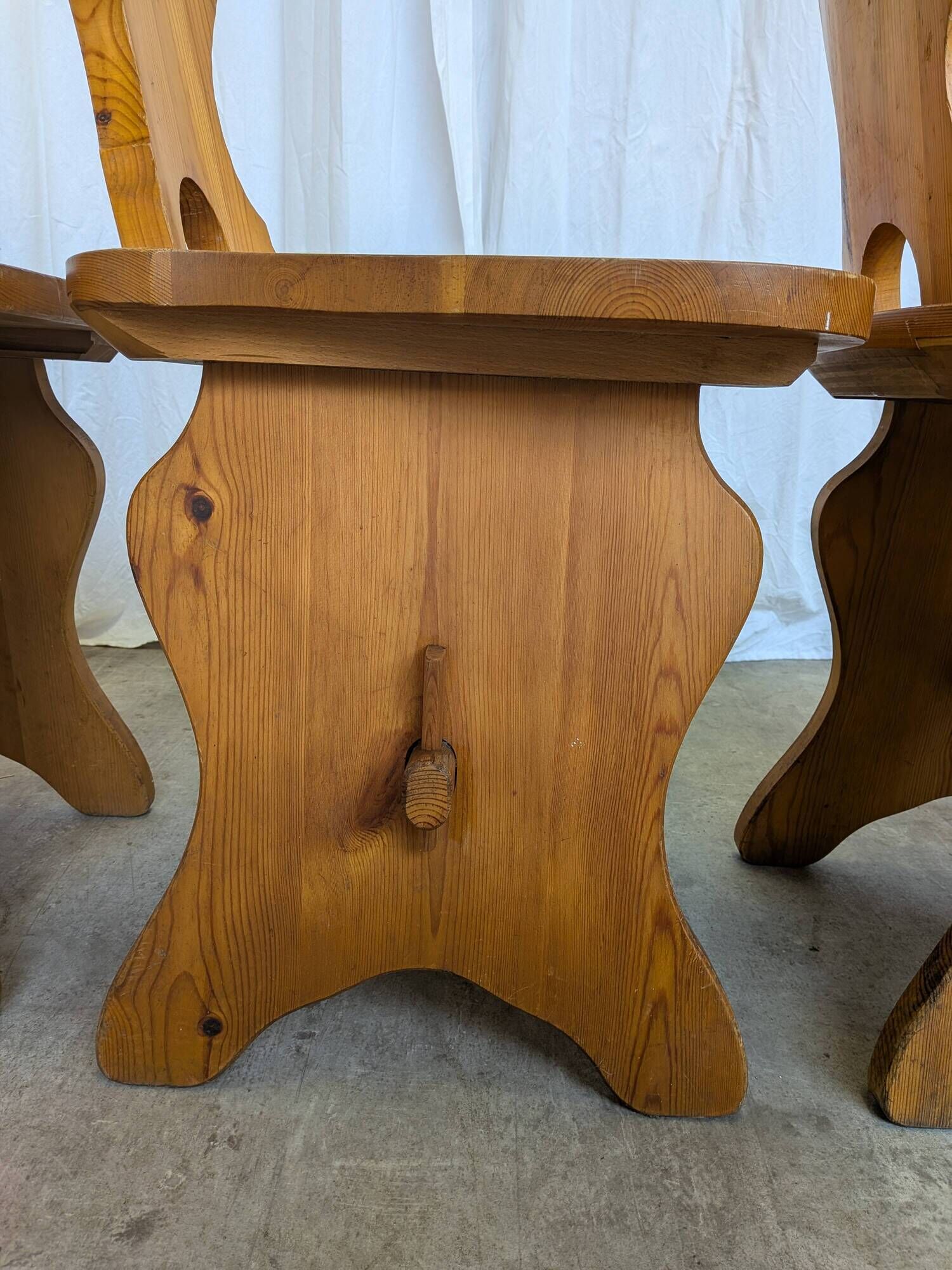 Vintage Alpine Wooden Chairs (Set of 4) Heart Cut-Out