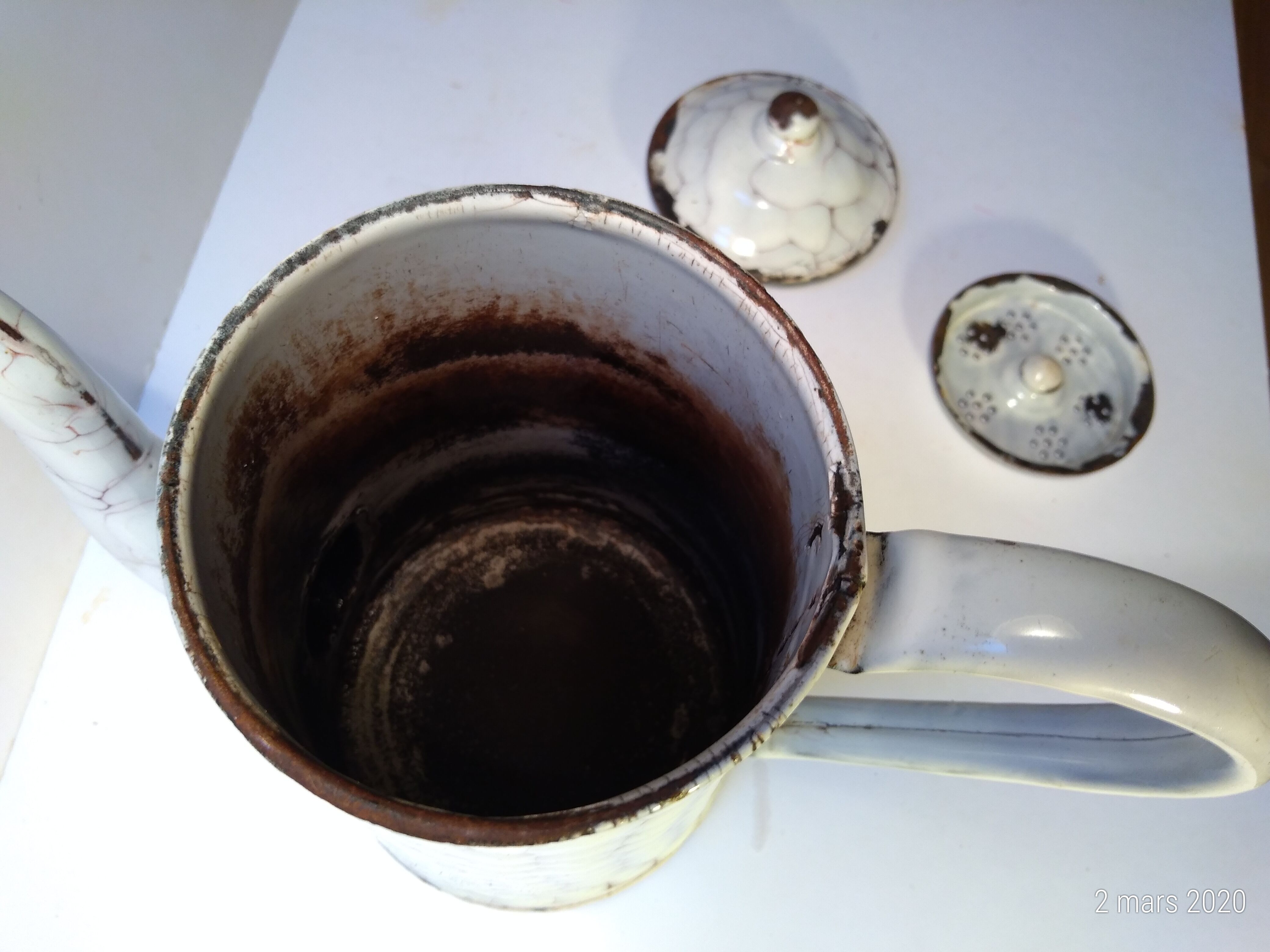 Old enamelled tin coffee maker