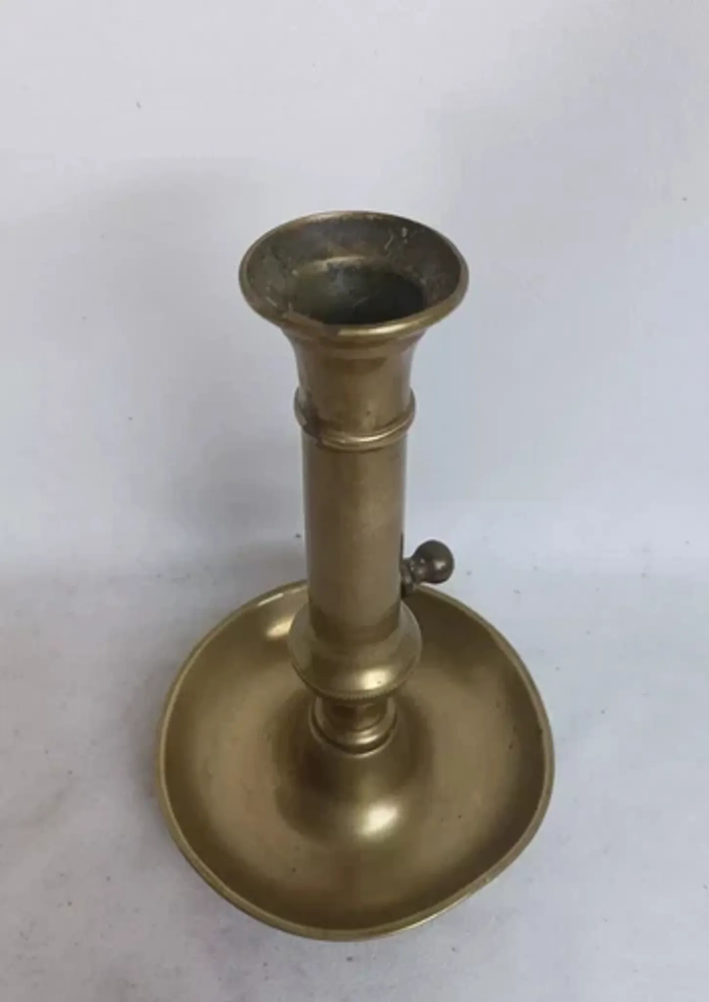 Set of 3 antique push-button bronze candlesticks from the Napoleonic III era.