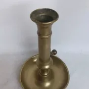 Set of 3 antique push-button bronze candlesticks from the Napoleonic III era.