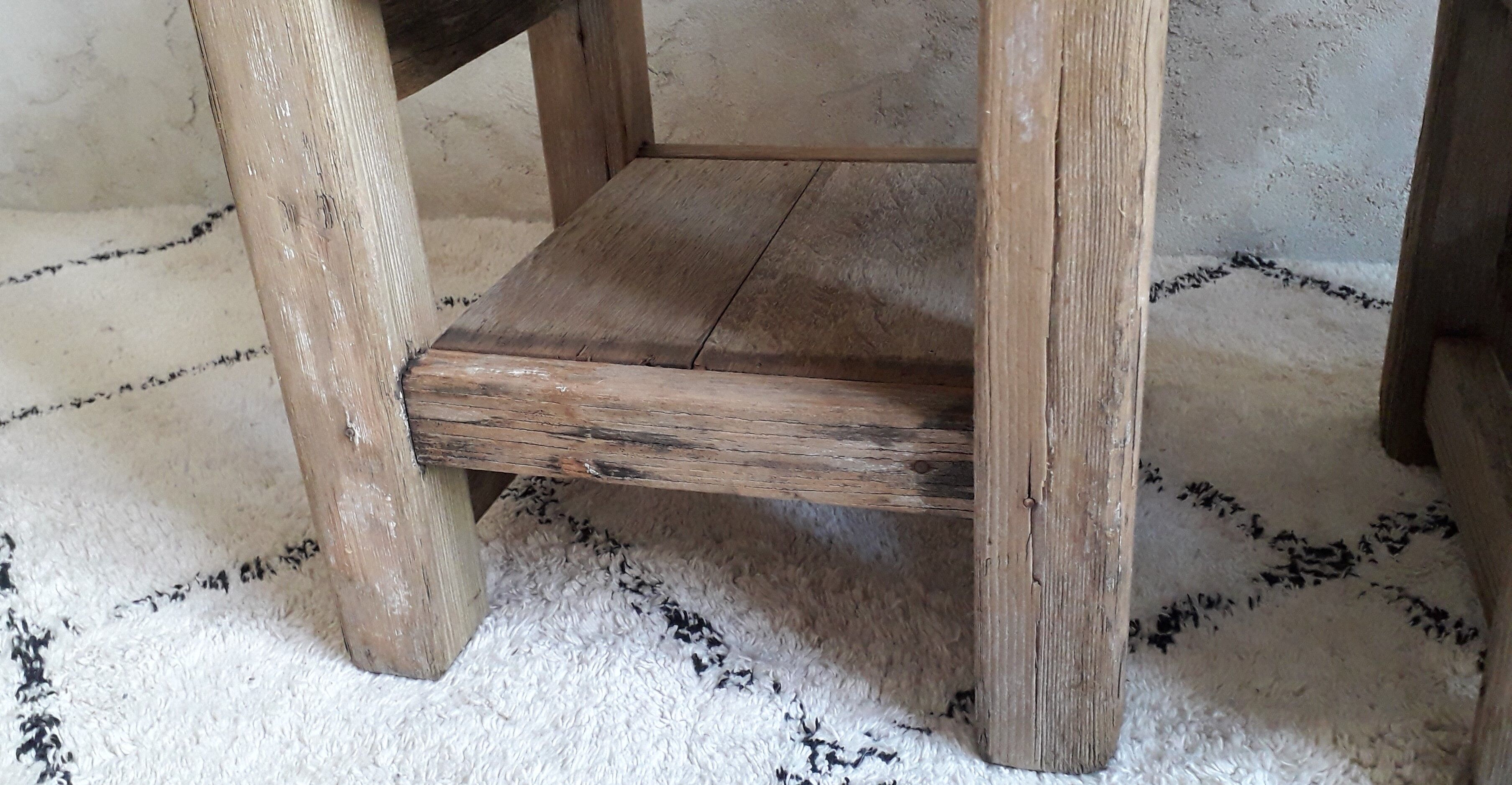 Pair of raw wooden bedsides