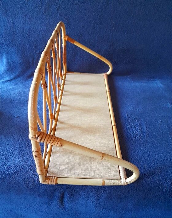 1960s rattan wall shelf