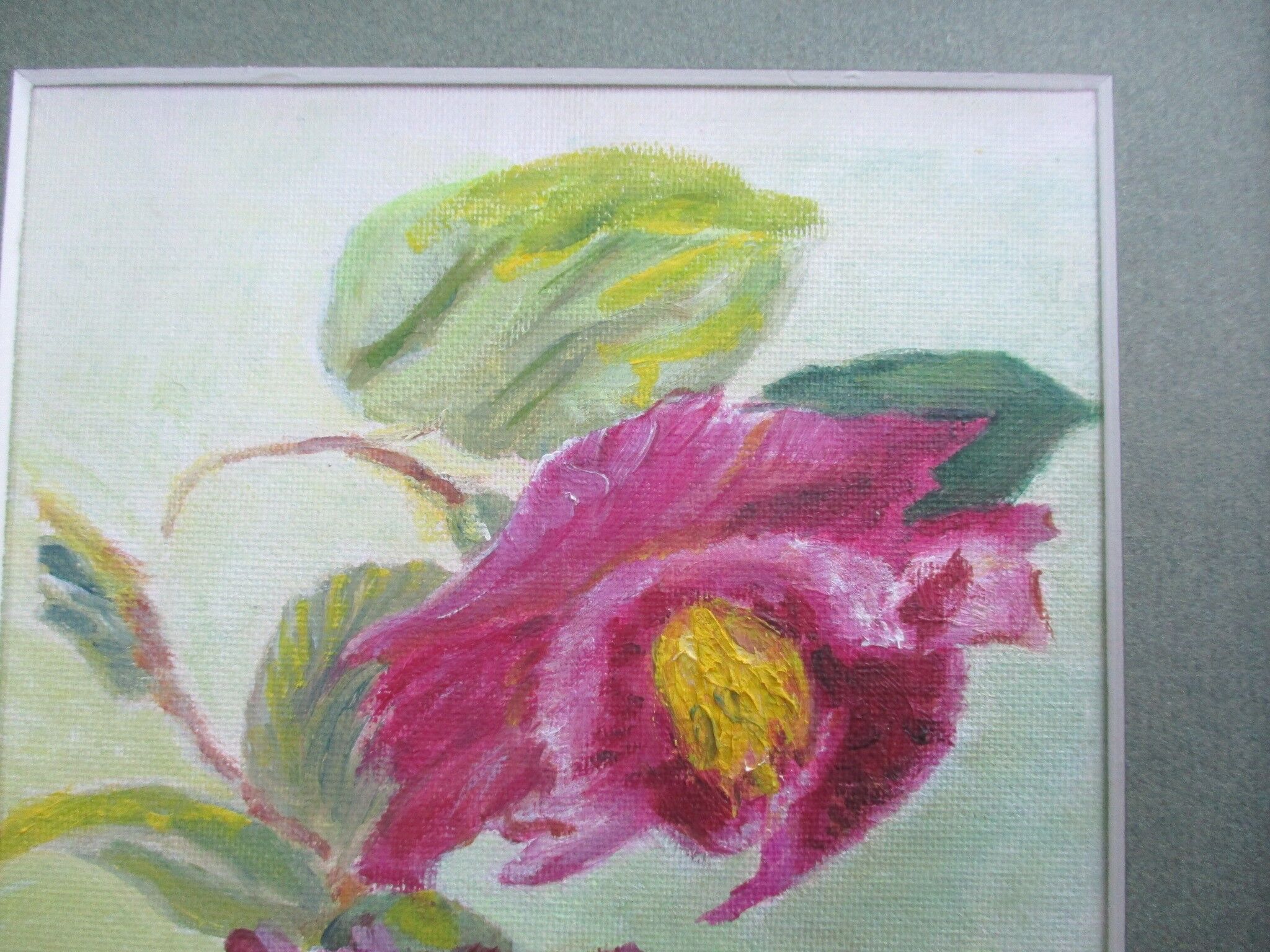 Hellebores painting, signed framed painting