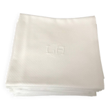 12 white damask napkins with LA monogram