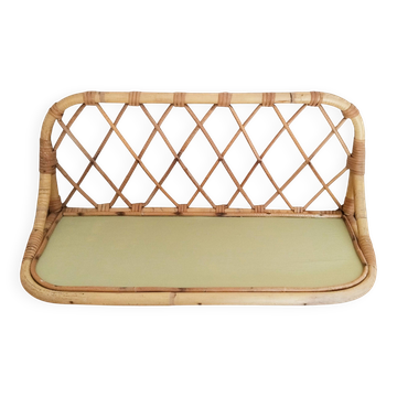Vintage rattan wicker wall shelf