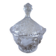 Sucrier Bonbonnière en verre ciselé feuillage vintage