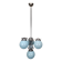 1930s Czech Art Deco Blue Opaline Glass and Chrome Four-Light Chandelier