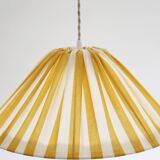 Suspension rayée forme conique "Malala rayée blanc cassé et jaune citron"