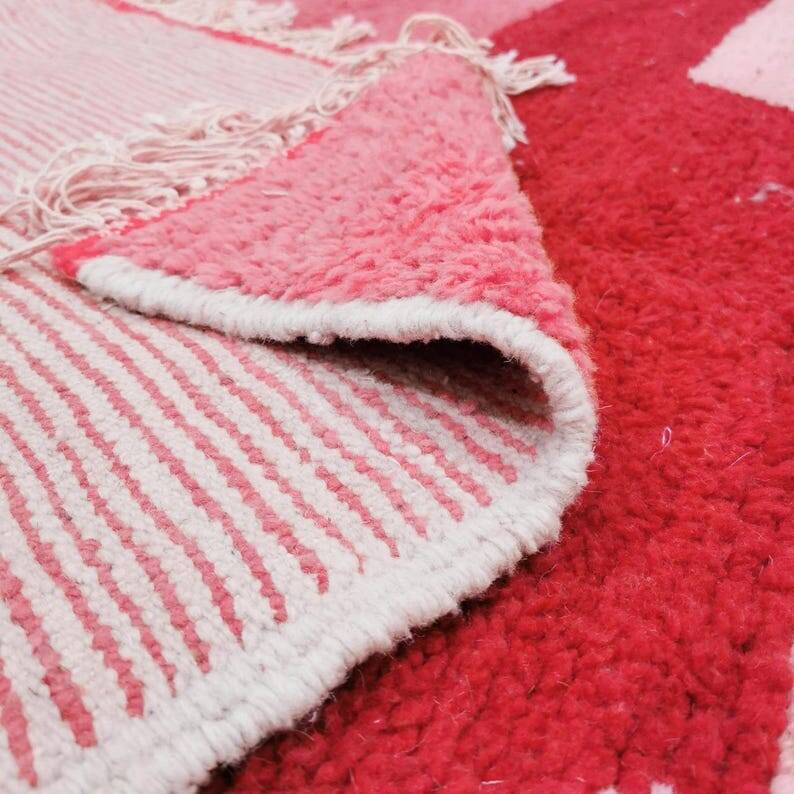 Traditional handmade natural wool beni ourain rug 1.4/2.6 m