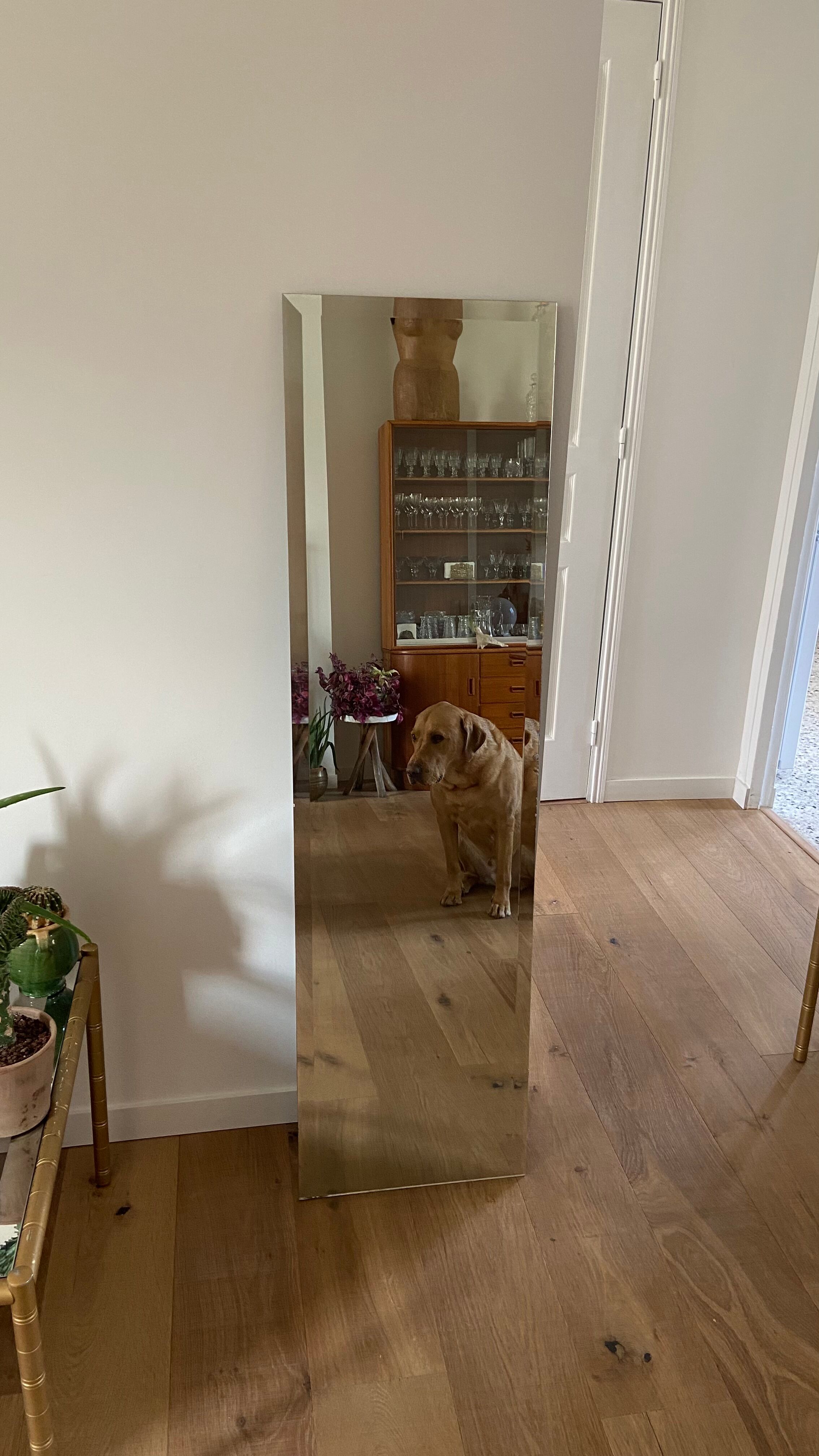 Beveled mirror 142 x 39 cm from the 70s
