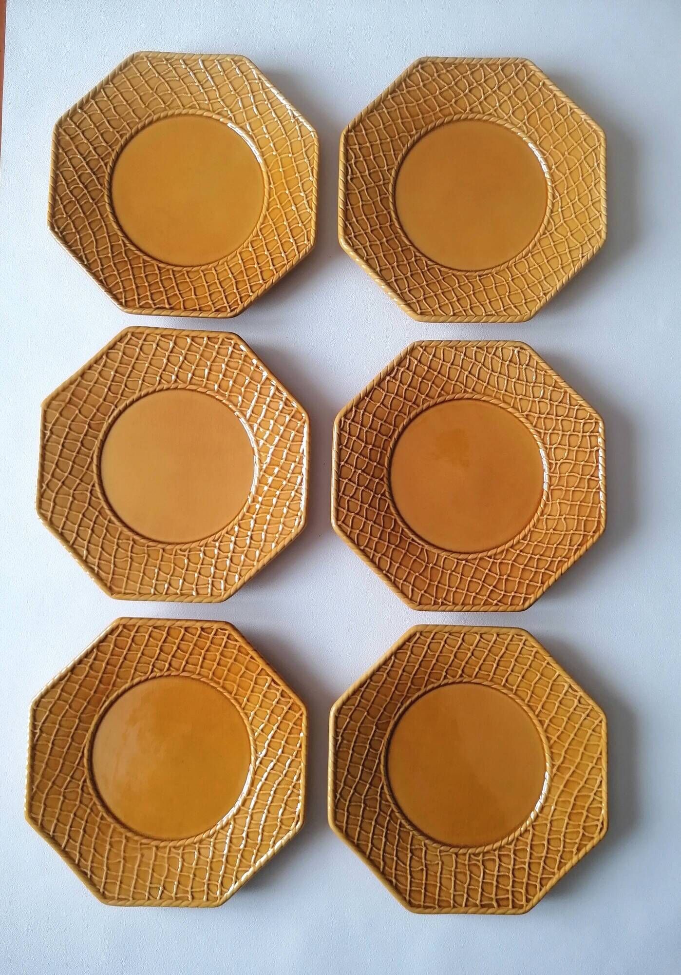 6 dessert plates Bordallo Pinheiro barbotine