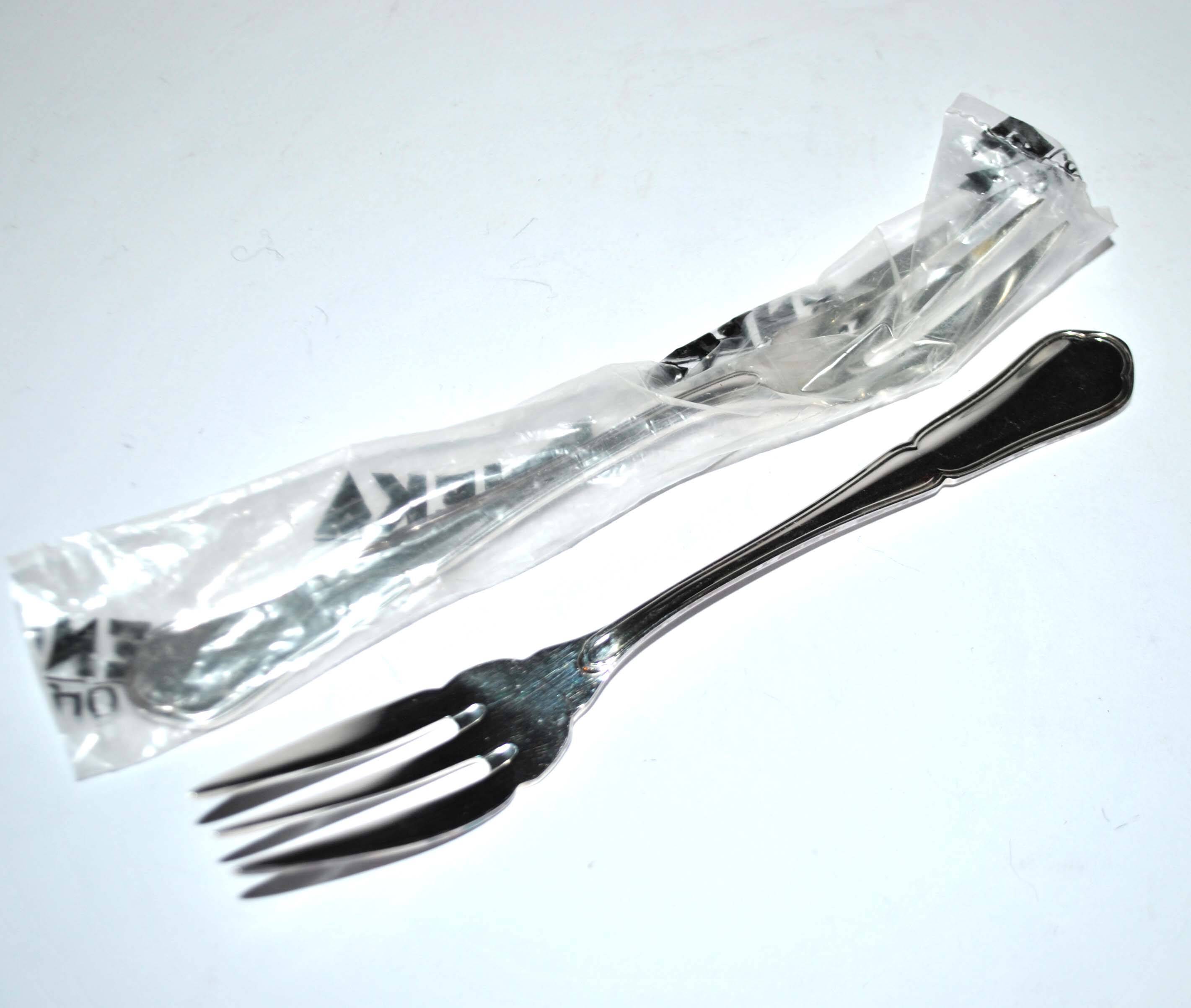 Set of 2 silver metal fish forks reneka fillet spatours 18cm