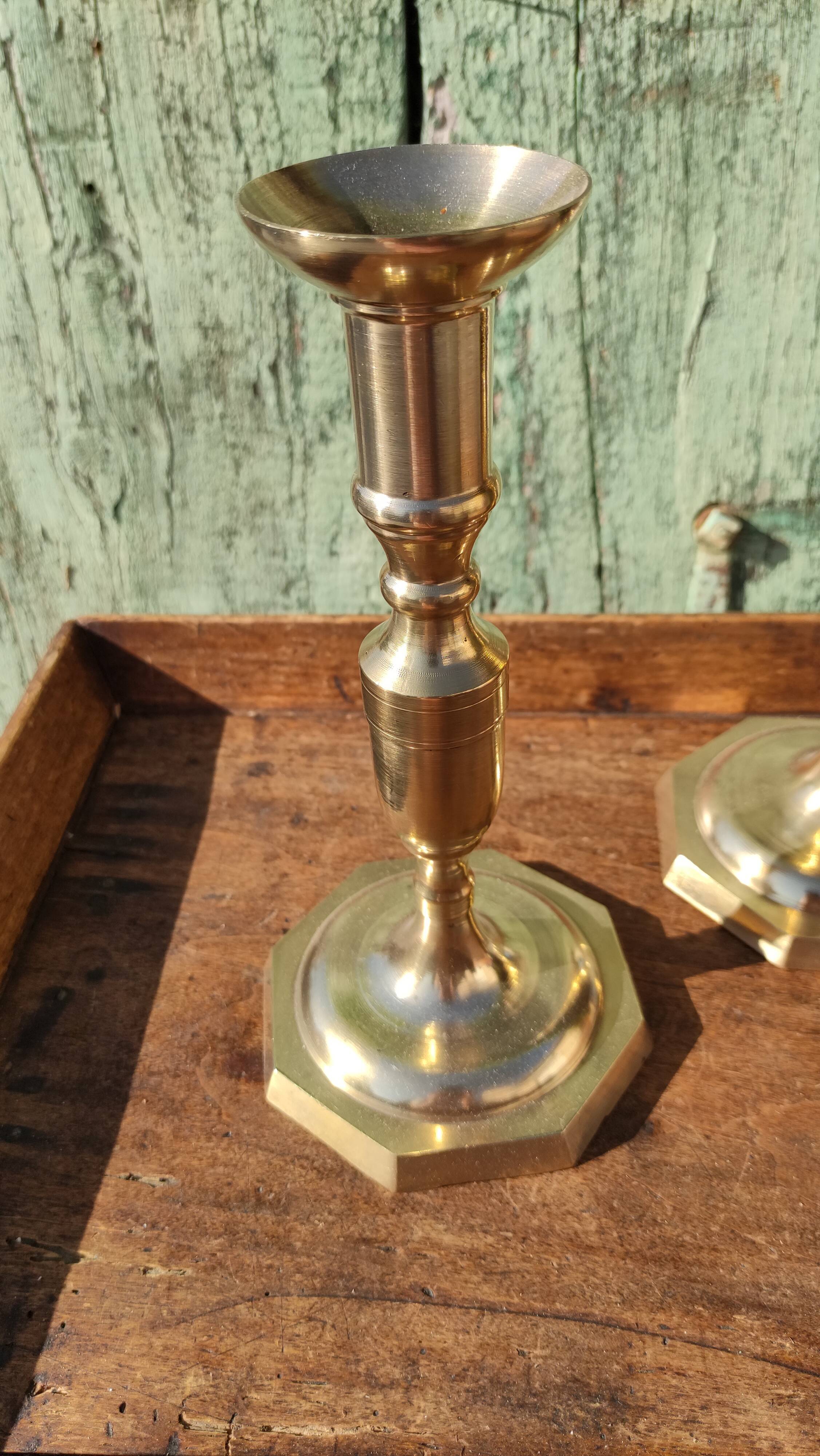 Pair of golden candle holders