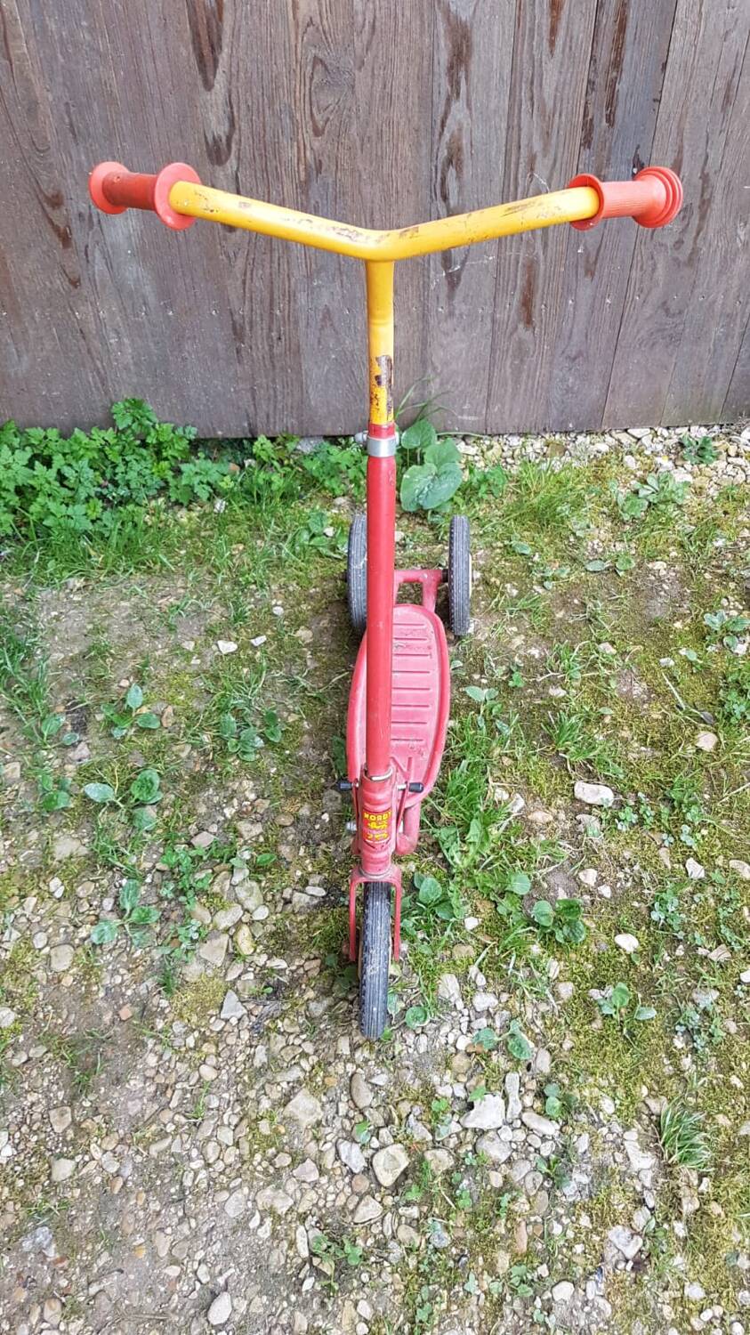 Old nordy children's scooter red metal 1970s vintage