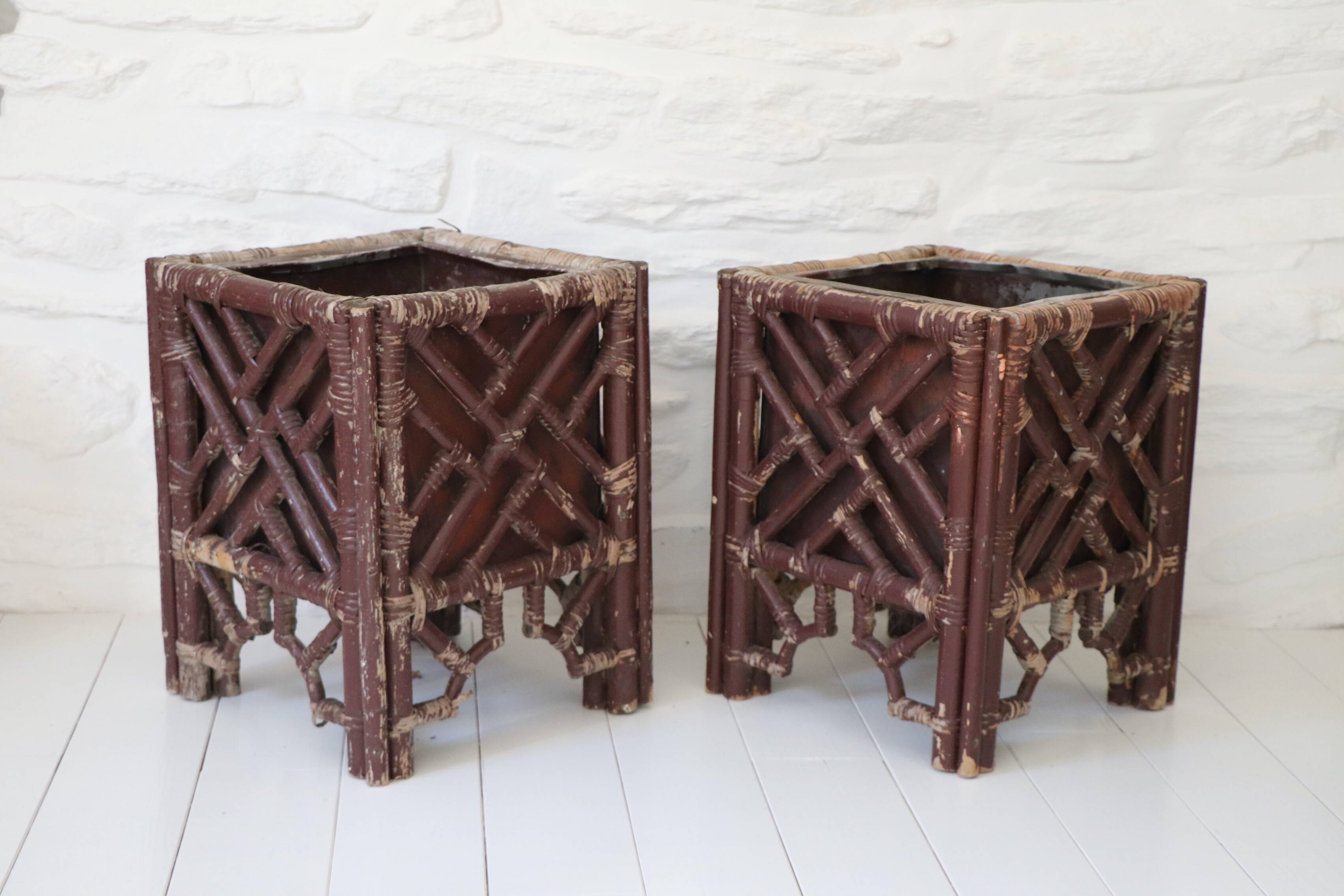 Pair of Bamboo Planters, Vivai Del Sud Style