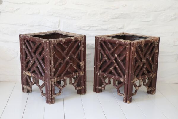Paire De Jardinières Bambou, Style Vivai Del Sud