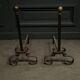 Pair of 19th century iron and brass andirons
