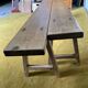 Duo of oak farm benches