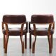 Set of two brown cowhide leather Chesterfield dining chairs