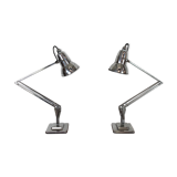 Pair of vintage stripped and polished Herbert Terry anglepoise lamps