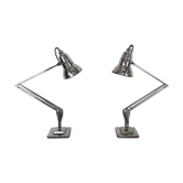 Paire de lampes à angle herbert Terry dépouillées et polies vintage