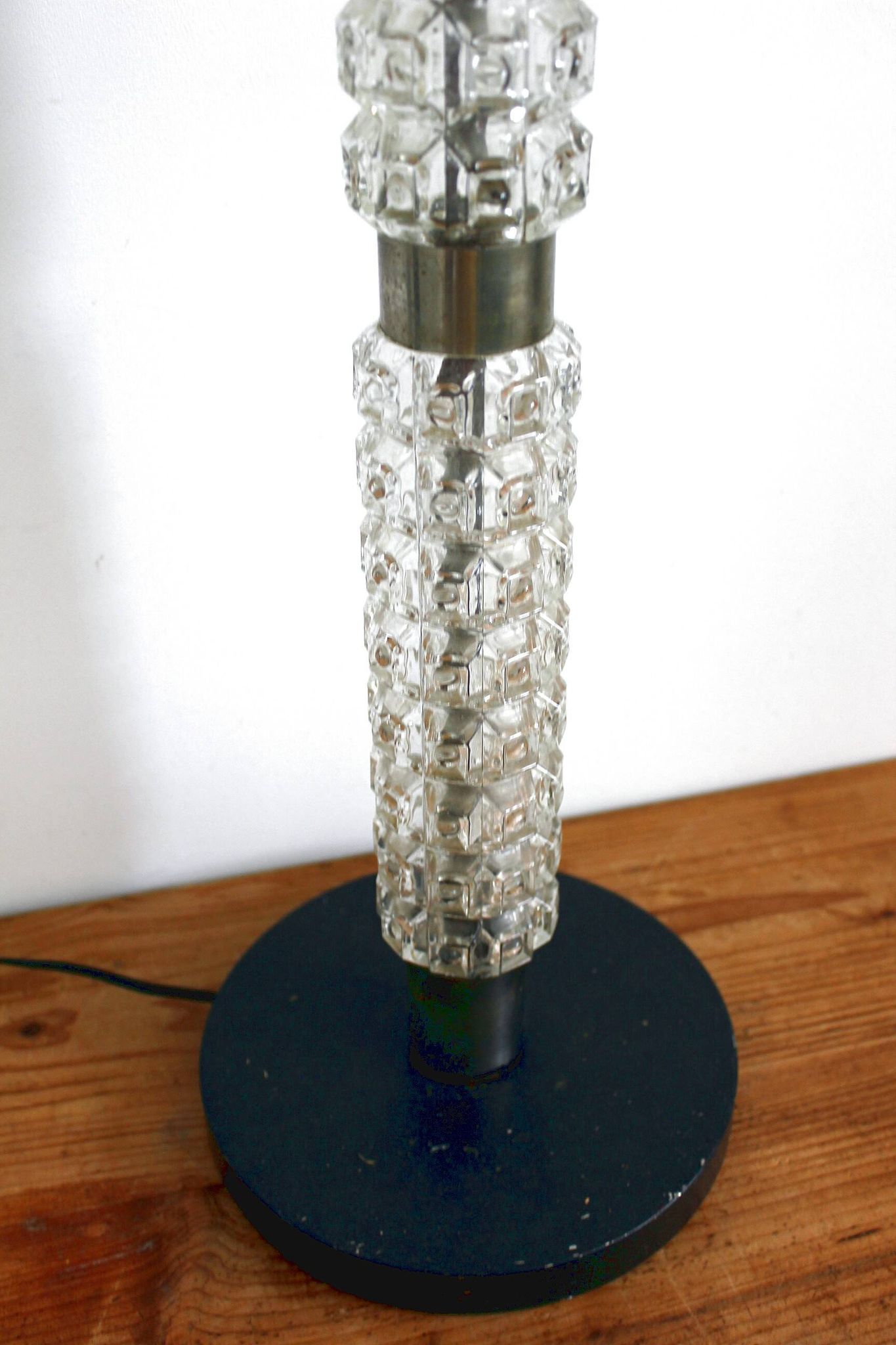 Small Art Deco floor lamp Richard Essig vintage glass and chrome 1960s