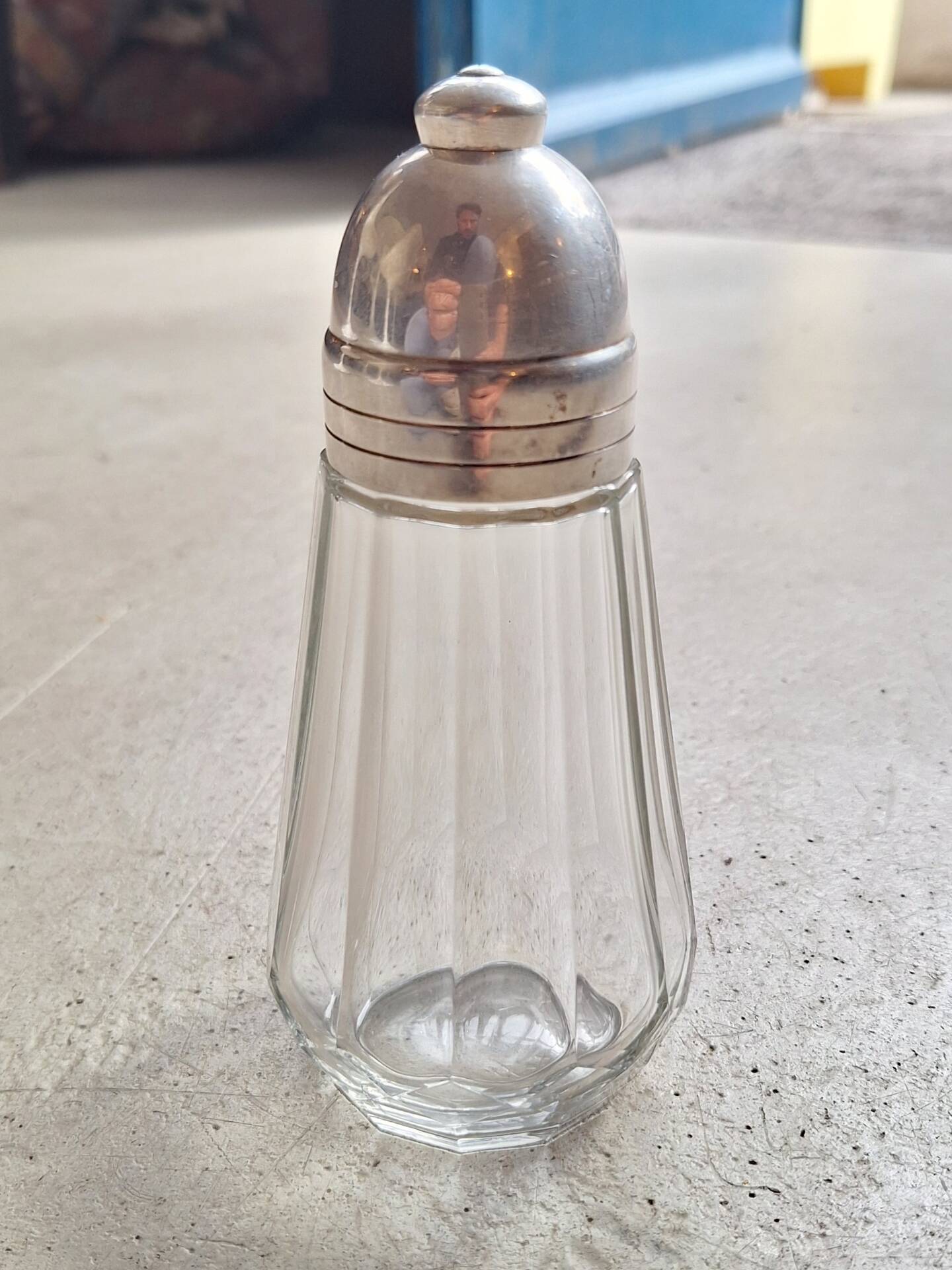 Crystal and silver-plated metal sugar shaker Christofle