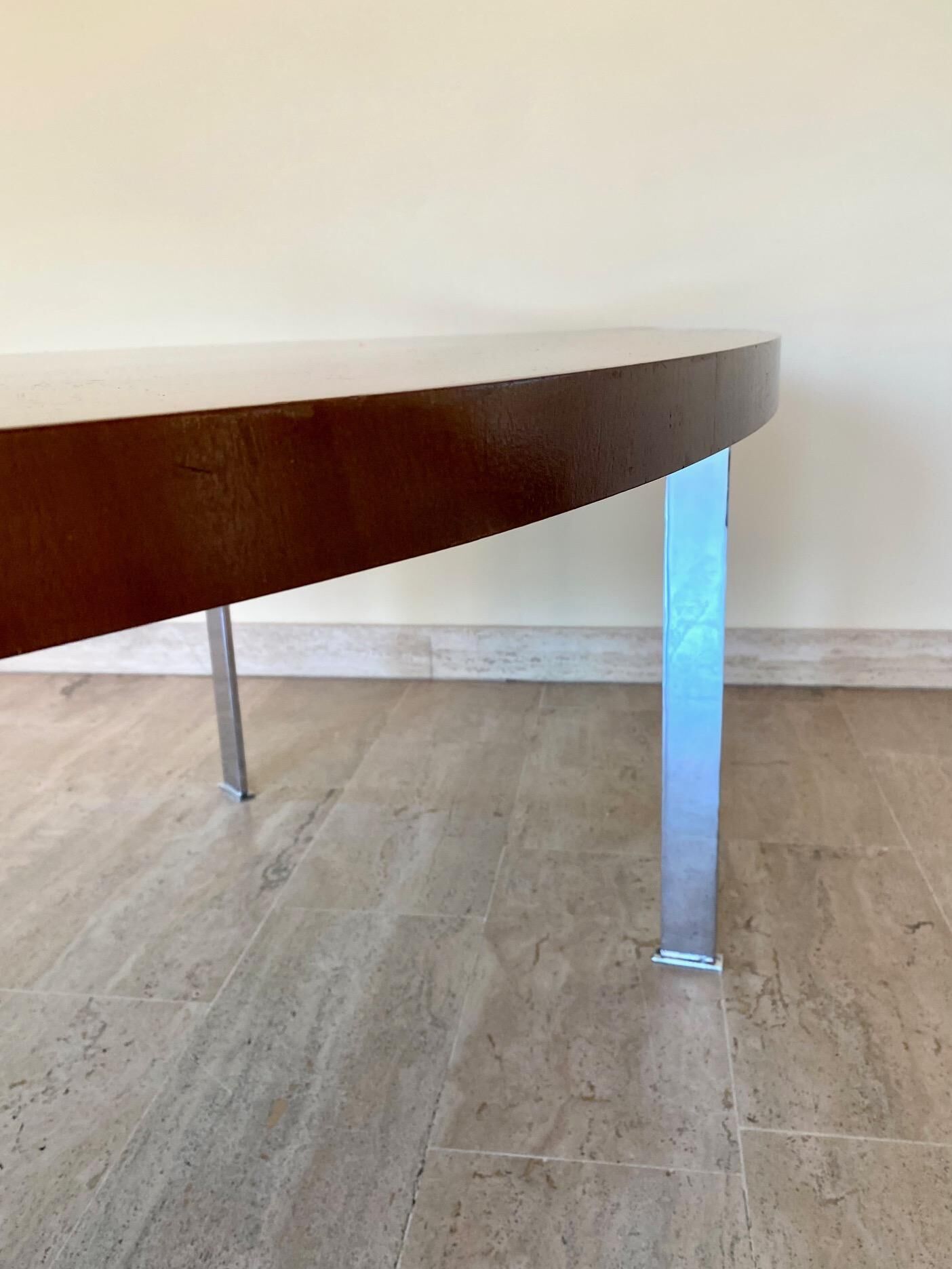 Oval wooden coffee table, 1960