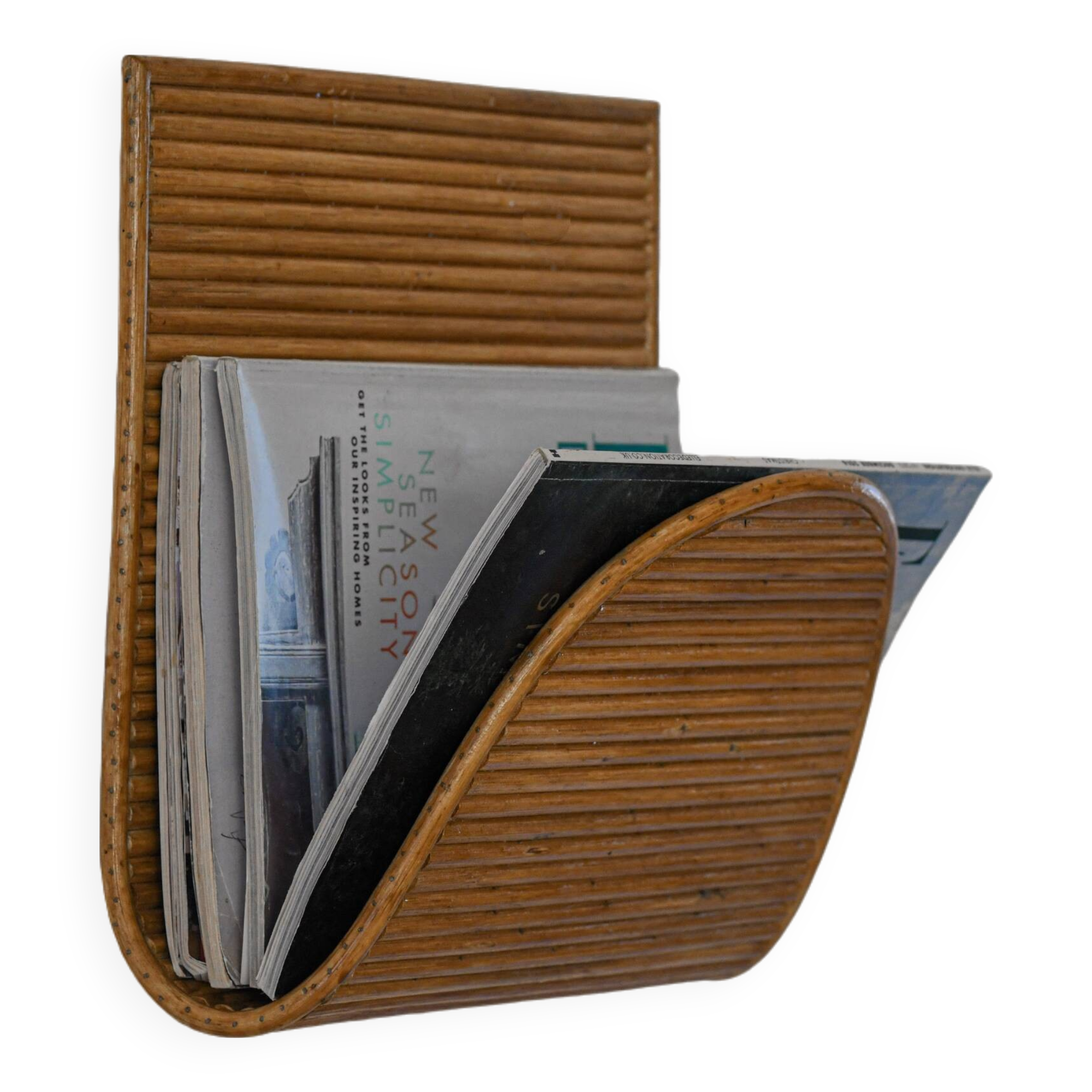 Rattan Modern Wall Mounted Magazine Rack