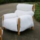 Enzo Mari, Gamba di Legno armchair and ottoman, Driade, Italy, 1976