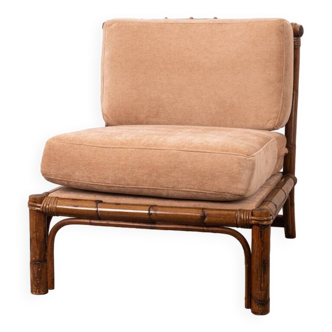 Vintage 60's armchair in bamboo and italian design fabric