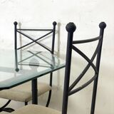 Iron and beveled octagonal glass dining room set