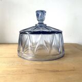 Blue Molded Pressed Glass Cheese Cloche