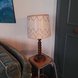 70s spiral turned wood lamp