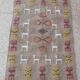 Traditional handmade kilim gray gazelle pattern rug
