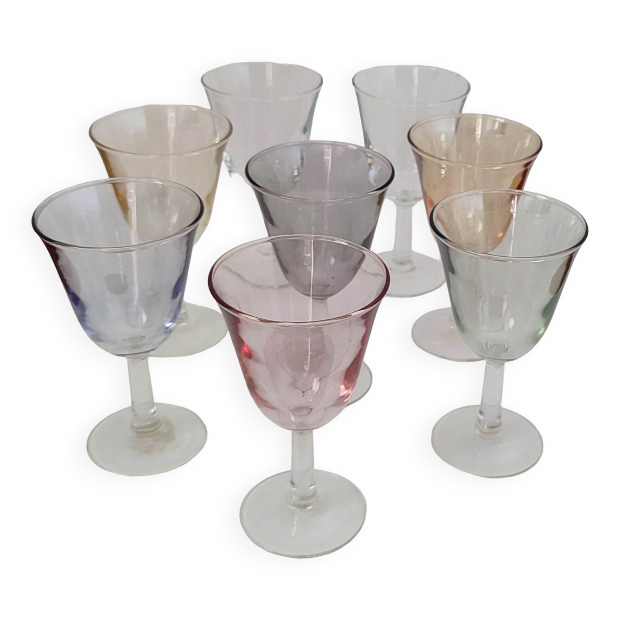 Antique coloured foot glasses