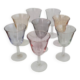 Verres à pieds colorés anciens