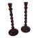 Pair of large vintage twisted wood candlesticks