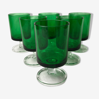 Lot de six verres de couleur verte