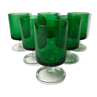 Lot de six verres de couleur verte