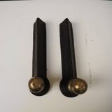 Antique neoclassical cast iron & brass andirons