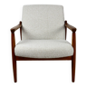 GFM-64 Brown Armchair in White Ivory Bouclé attributed to Edmund Homa, 1970s