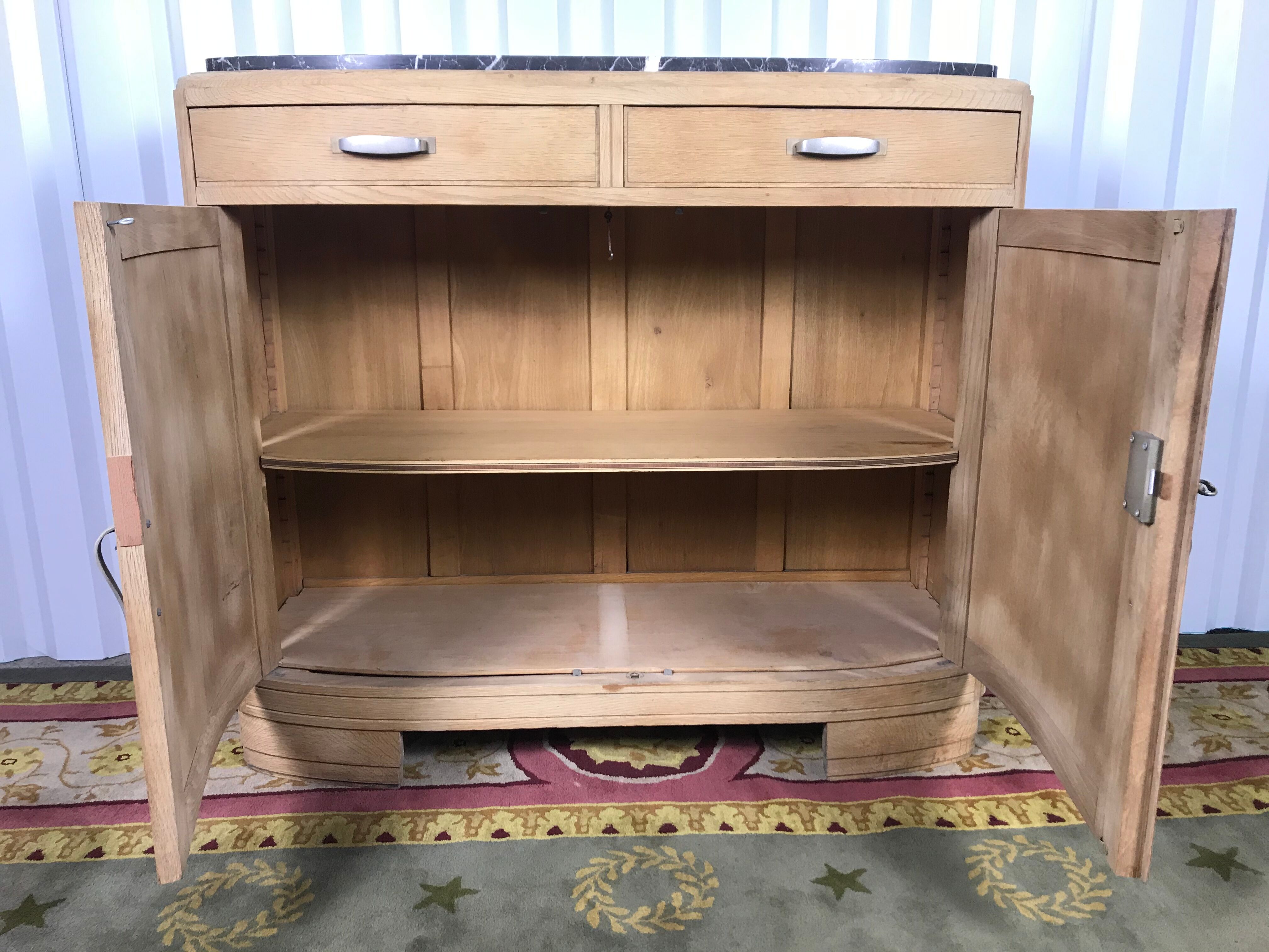Art Deco oak buffet erased marble