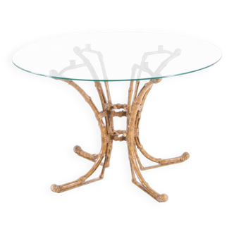 Table en laiton peinte façon bambou
