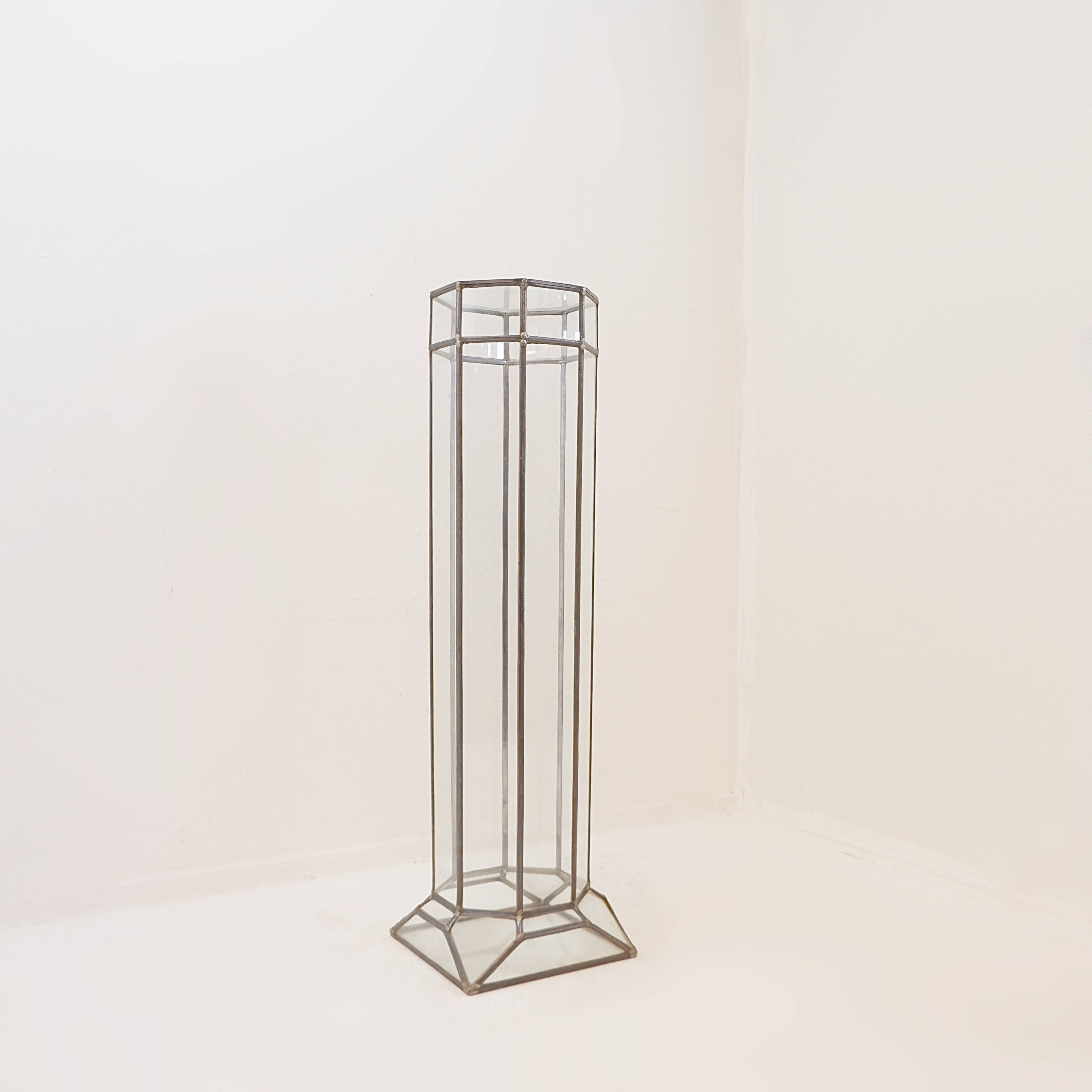 Art Deco glass and zinc pedestal column