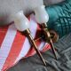 Pair of vintage Lunel house wood and brass wall lights