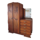 English asymmetrical chest of drawers - Art Deco - Mirror - 2 doors - 5 drawers - Mesh blond oak