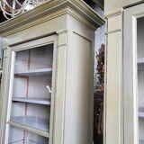 Magnificent pair of green painted fir bookcase display cabinet early 20th century
